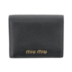 Miu Miu Madras Bi fold Wallet Leather Black B